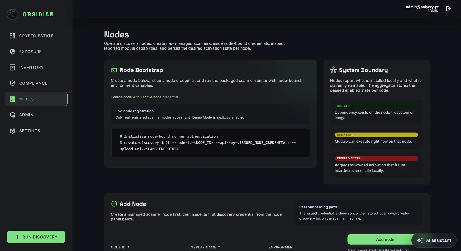 Scanner nodes management